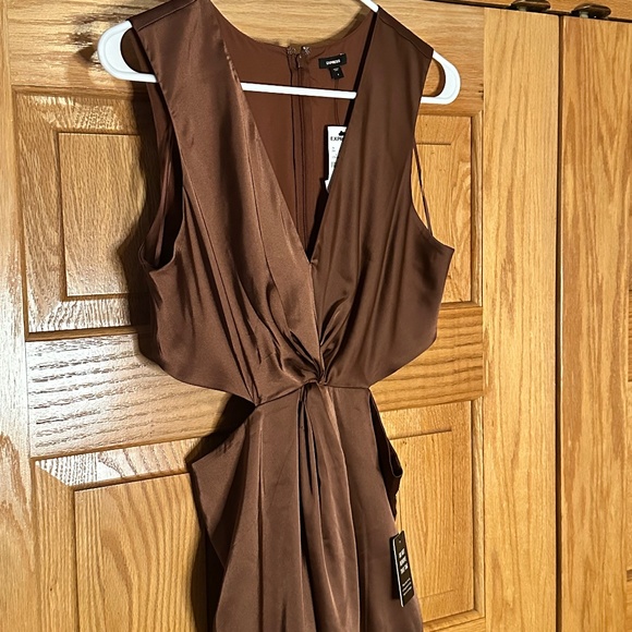 Express - Chocolate Satin Cut-Out Dress - Size Small - Picture 4 of 4